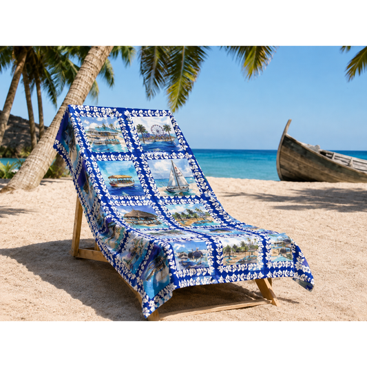 Beach Towel —  Nautical Yacht Club Inspired Design