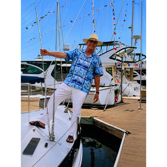 Men's Balboa Island Inspired Faux Linen Hawaiian Shirt
