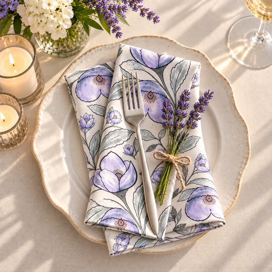 Cool Spring Poppies Tablecloth and Napkins