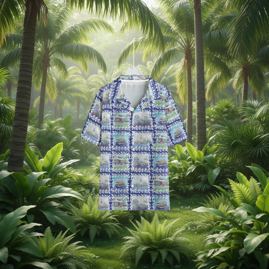 Men's Balboa Island Inspired Faux Linen Hawaiian Shirt