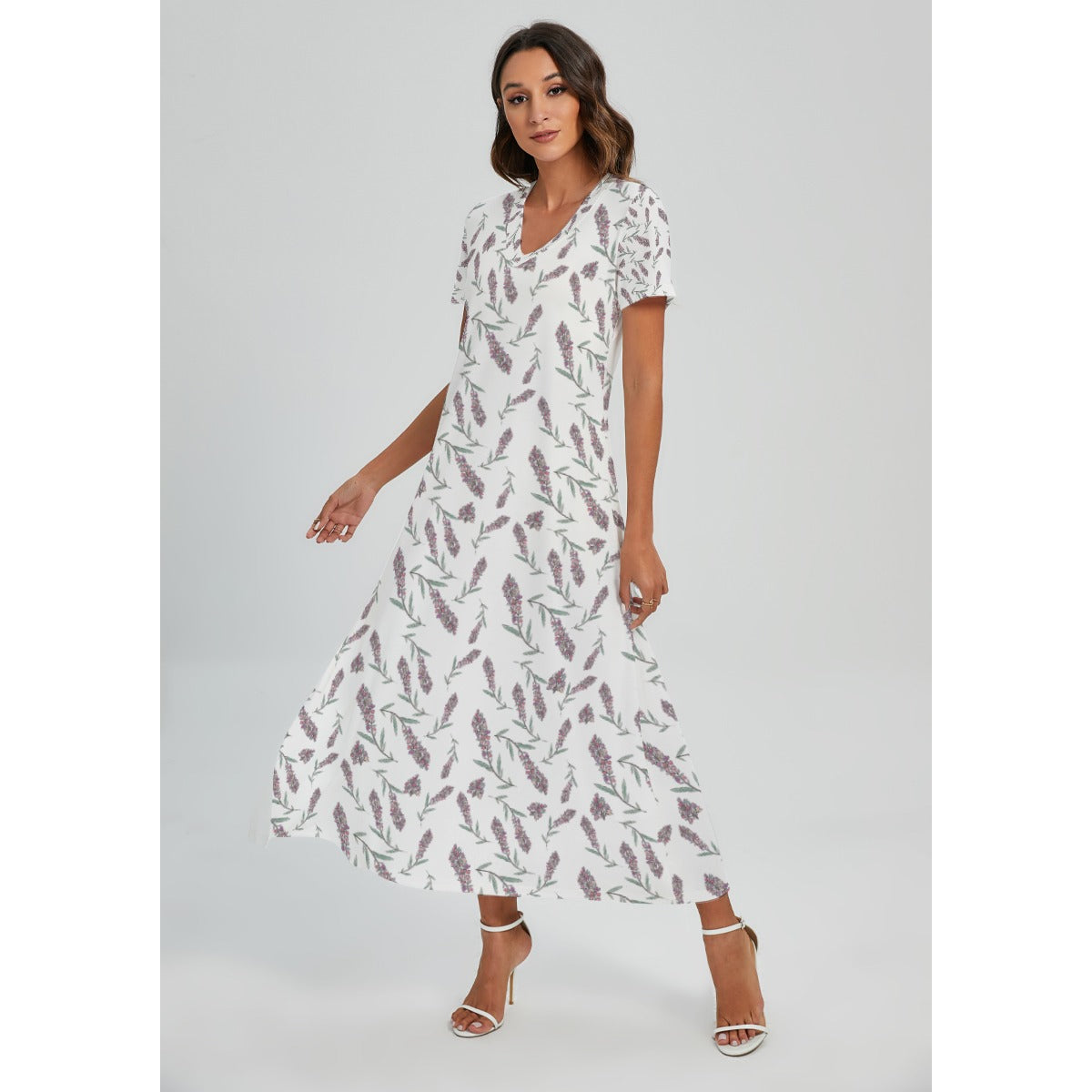 Pretty Aulani Women's V-Neck Floral Side Slit Dress - Perfect for Spring & Summer