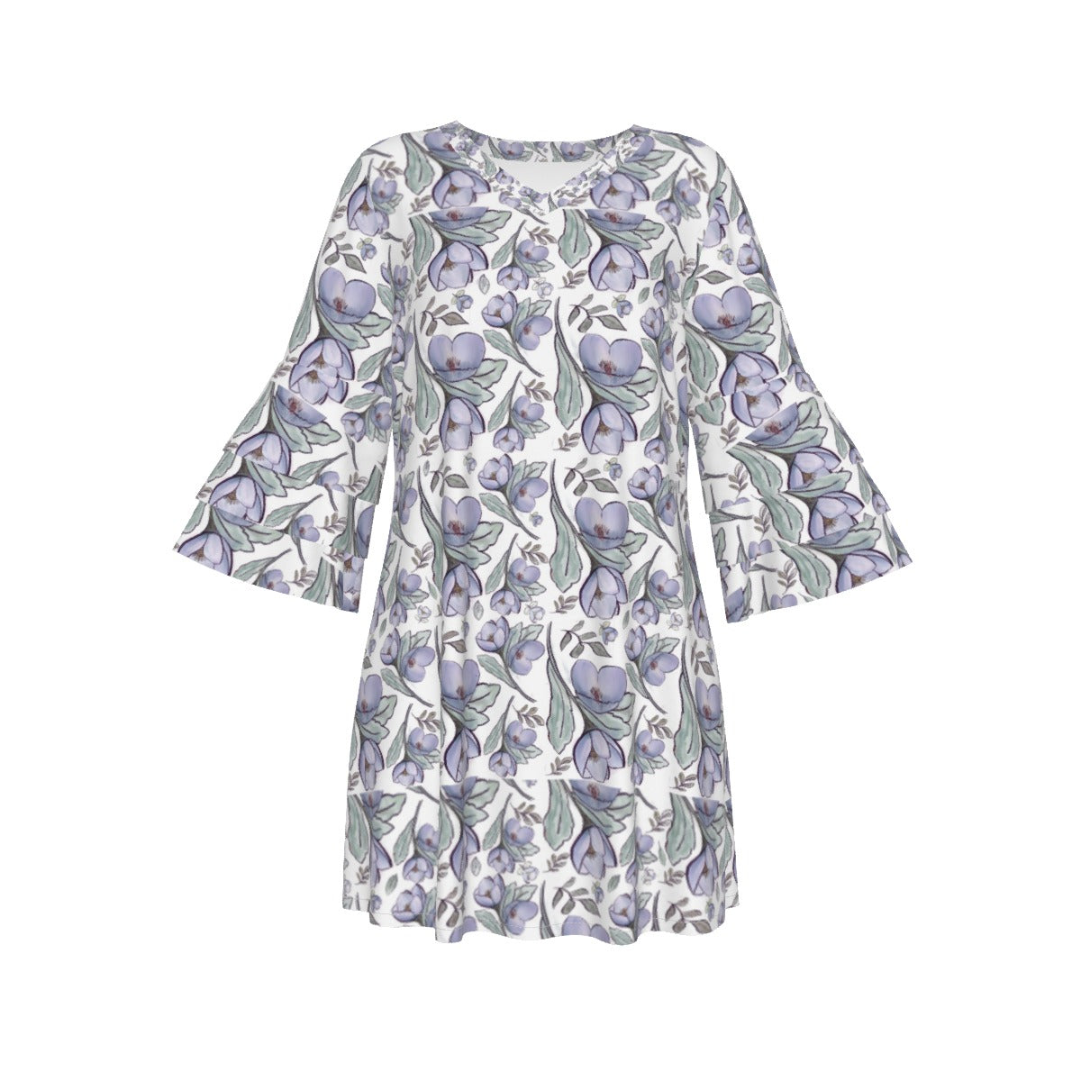 Women's Stacked Ruffle Sleeve Dress