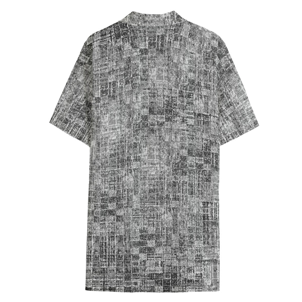 Men's Textured Hawaiian Shirt With Button Closure  Cotton poplin