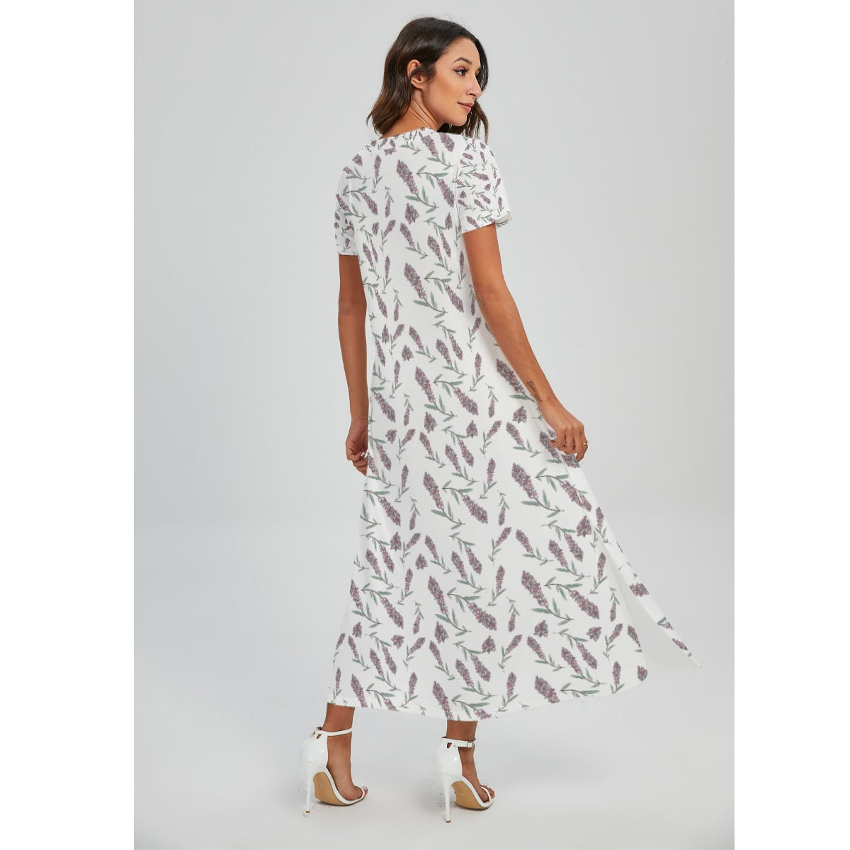 Pretty Aulani Women's V-Neck Floral Side Slit Dress - Perfect for Spring & Summer