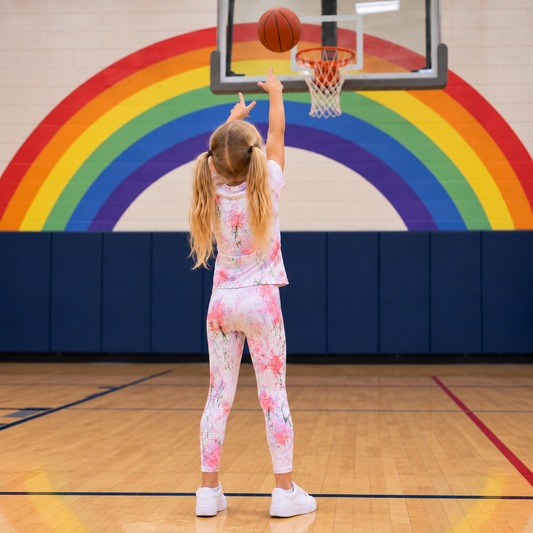 Kid's Leggings - Sagey Helping Others Pattern in Pink