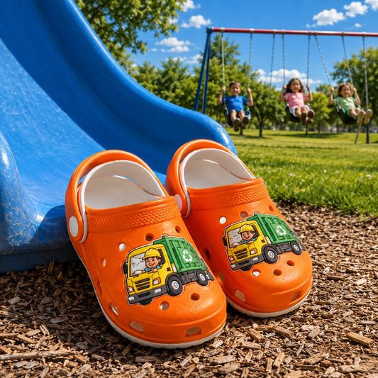 Children's Shoes - Waterproof Trash Truck Design