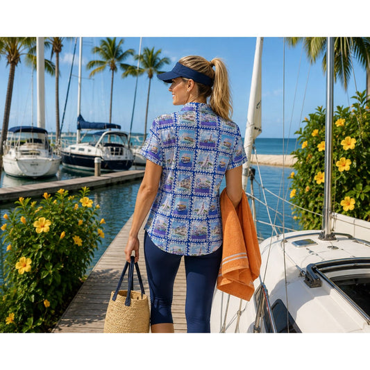 Womens Button Down Nautical Top