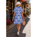 Button Dress, Lapel Collar, Nautical Yacht Club Inspired.