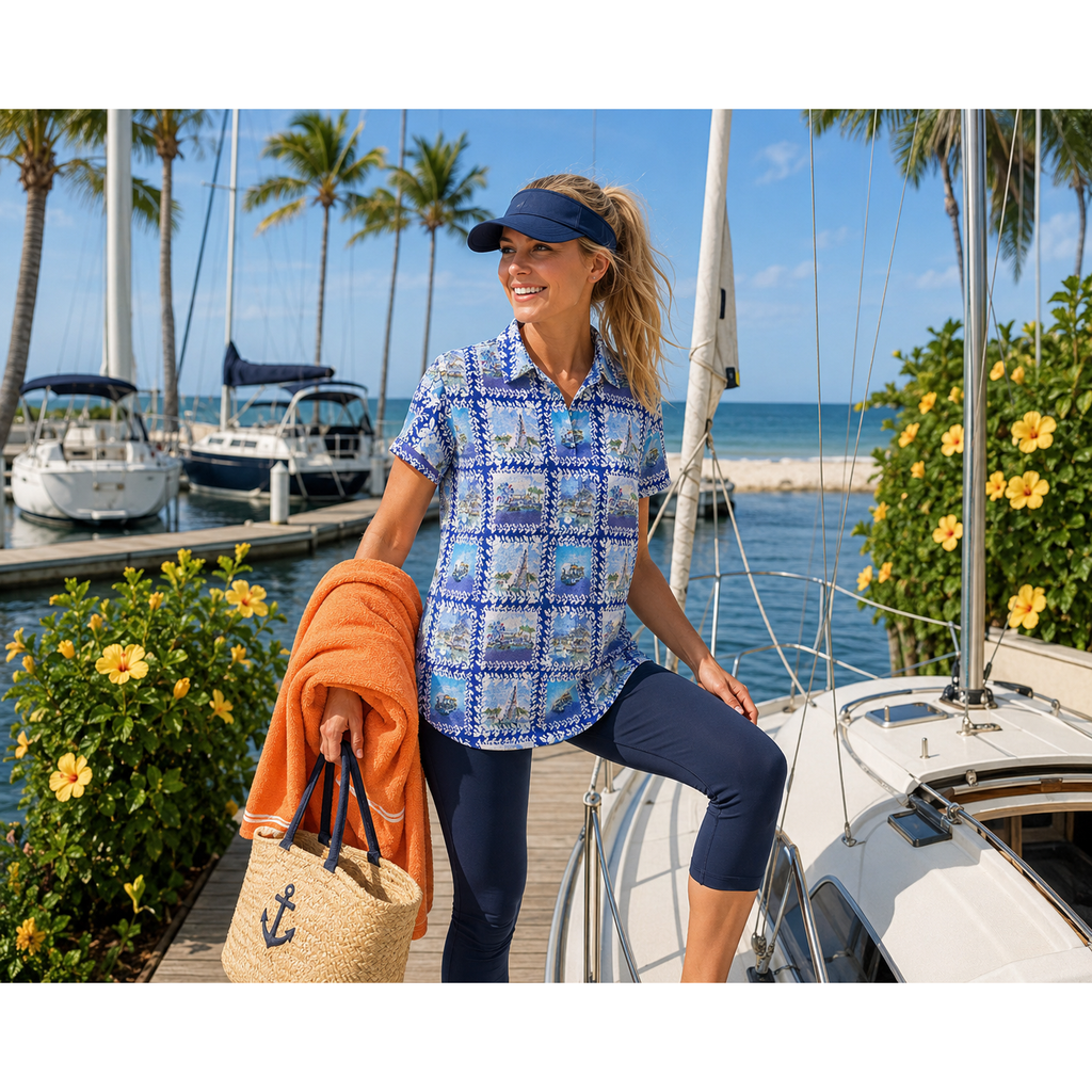 Womens Button Down Nautical Top