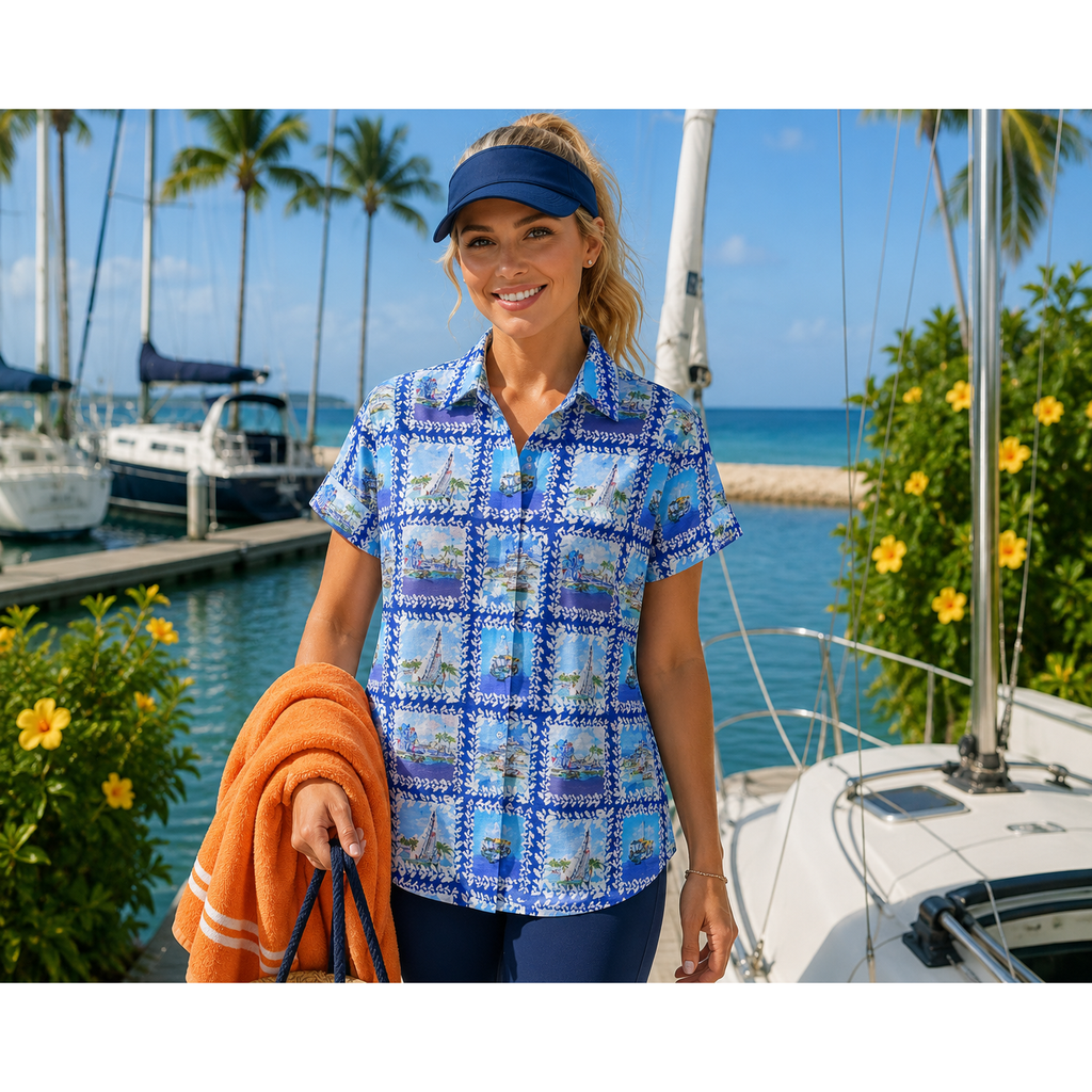 Womens Button Down Nautical Top