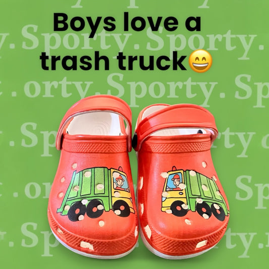 Pretty Aulani's Kid's Trash Truck Shoes, Anti-Slip Quick-Dry Breathable